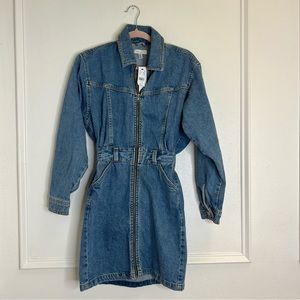 Zip-up denim dress